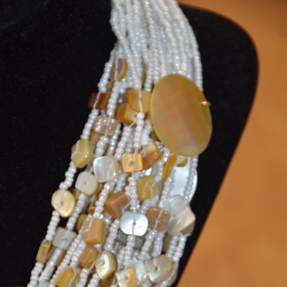 RARE VINTAGE STATEMENT RUNWAY JOSE MARIA BARRERA PEARL 28 STRANDS BEACH NECKLACE - Picture 3 of 14